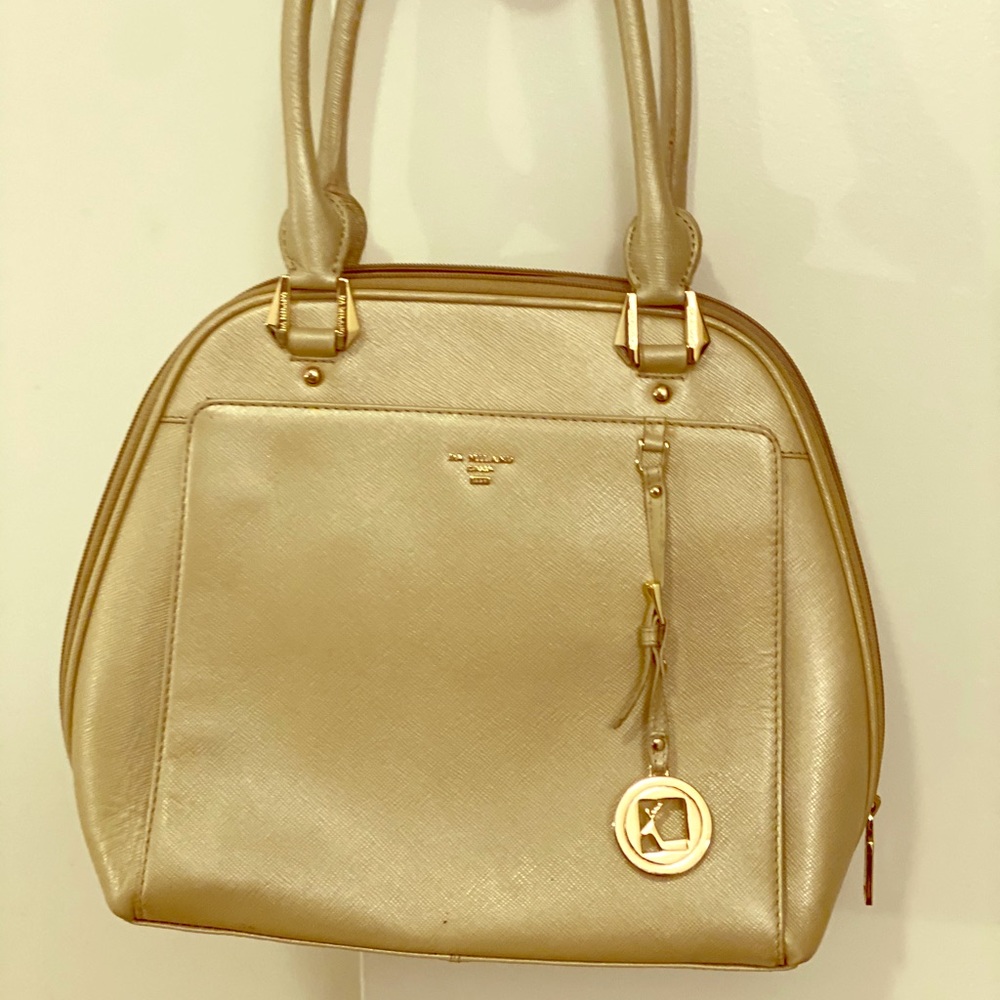 Da Milano Pure leather Golden handbag